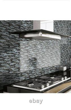 10PC Jeffrey Court Blue Zephyr Interlocking Glossy Glass Mosaic Wall Tile