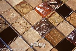 10SF Beige Natural Stone Glass Mosaic Tile kitchen backsplash wall bathroom Pool