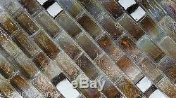 10SF Brown Iridescent Glass Mosaic Tile Kitchen Backsplash Pool Wall Faucet Sink