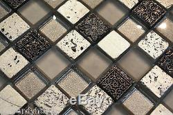 10SF-Decor Insert Gray Silver Glass Mosaic Tile Backsplash Kitchen Spa Sink Wall