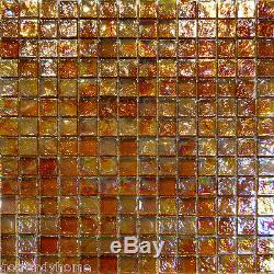 10SF-Golden Brown Iridescent Glass Mosaic Tile Backsplash Kitchen Spa Sink Wall