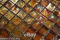 10SF-Golden Brown Iridescent Glass Mosaic Tile Backsplash Kitchen Spa Sink Wall
