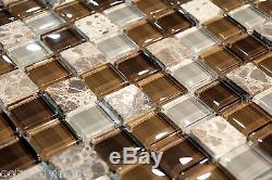 10SF Grey Brown Stone Glass Mosaic Tile kitchen backsplash wall bathroom shower
