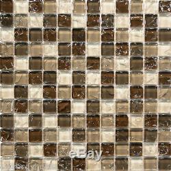 10SF Natural Brown Crackle Glass Mosaic Tile kitchen backsplash wall bathroom