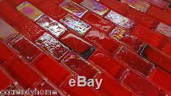 10SF Red Iridescent Glass Mosaic Tile Kitchen Backsplash Sink Spa Wall Pool