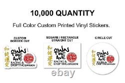 10,000 Custom Digitally Printed Waterproof Outdoor Vinyl Stickers Choose Size