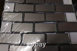(10-Pk) Premier Accents Brick Joint Glass Mosaic Wall Tile Gray 11 x 13 x 8mm