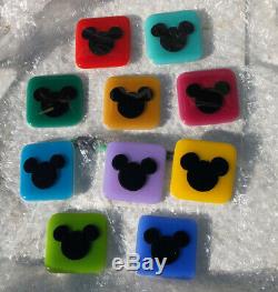 10 RARE Colored Disney Glass Wall MICKEY Tiles, Great Home Decorating Project