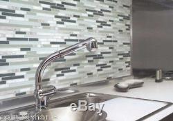 10-SF Blue White Glass Marble Mosaic Tile kitchen backsplash wall bathroom sink
