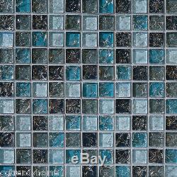 10-SF Blue glass mosaic tile crackle kitchen backsplash wall bathroom shower Spa