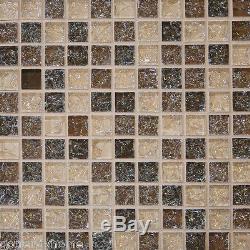 10-SF Crackle brown glass mosaic tile kitchen backsplash wall bathroom shower