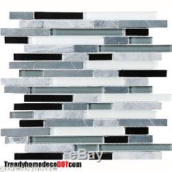 10-SF Gray black Glass marble Mosaic Tile kitchen backsplash wall bathroom sink