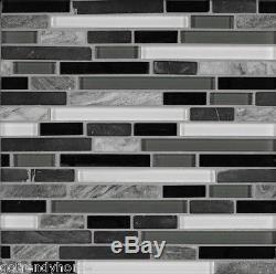 10-SF Gray black Glass marble Mosaic Tile kitchen backsplash wall bathroom sink