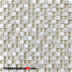 10-SF cream Dune stone Glass Mosaic Tile kitchen backsplash wall bathroom shower