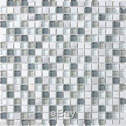 10-SF white blue stone Glass Mosaic Tile kitchen backsplash wall bathroom shower