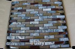 10 SHEET 10 SQ FEET Brown Mosaic Tile Mesh Sheet Marble Stone Glass Bath Kitchen