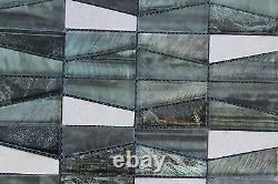 10 SHEET Black White Mosaic Tile Mesh Glass Stone Bathroom Kitchen Backplash