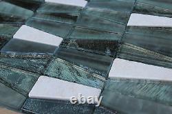 10 SHEET Black White Mosaic Tile Mesh Glass Stone Bathroom Kitchen Backplash