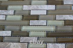 10 SHEET Brown Mosaic Tile Mesh Sheet Marble Stone Glass Bath Kitchen Backsplash