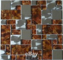 11PCS glass metal mosaic kitchen bathroom backsplash decorative wall tile shower