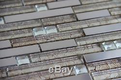 11PCS metal glass mosaic tile kitchen backsplash bathroom fireplace wall tiles