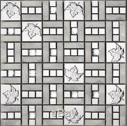 11PCS new style stainless steel metal mosaic glass tile bathroom kitchen wall