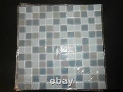 11 3/4 Blue Grey Blend Glass Mosaic Tile Backsplash Wall Spa Shower Stormy Sea