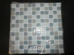 11 3/4 Blue Grey Blend Glass Mosaic Tile Backsplash Wall Spa Shower Stormy Sea