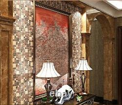 11 PCS Antique Brass Backsplash Tile Rose Gold Brushed Metal Mosaic Wall Tiles
