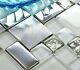 11 PCS Glass Metal Backsplash White and Silve Brushed Aluminum Accent Wall Tiles