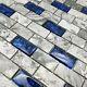 11 PCS Glass and Stone Subway Tile 1x2 Royal Blue & Gray Wall Backsplash Tiles