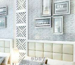 11 PCS Glitter Backsplash Tile Silver Metallic Glass Linear Mosaic Wall Tiles