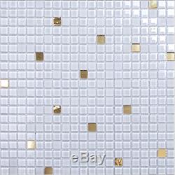 11pcs White golden glass mosaic tiles Kitchen backsplash tiles for wall