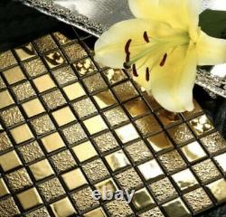 (12) 12x12 Porcelain Tile Sheets For Bathroom Interior Luxury Gold Plated