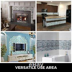 12 Pieces Mosaic Tile Glass Backsplash Tile Interlocking Kitchen Bath Wall Tile