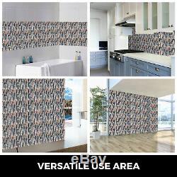 12 Pieces Mosaic Tile Glass Backsplash Tile Interlocking Kitchen Bath Wall Tile