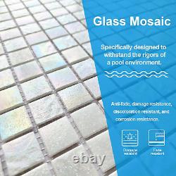 12 X 12 Glass Mosaic Tile for Kitchen Backsplash, Iridescent Glass Tiles for S
