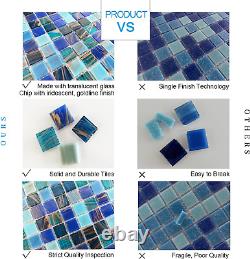 12 X 12 Glass Mosaic Tile for Kitchen Backsplash, Iridescent Glass Tiles for S