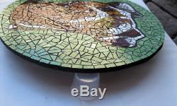 14.5 Round Stained Glass Mosaic Tile PITBULL Pit Bull Terrier Handmade Wall Art