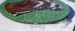 14.5 Round Stained Glass Mosaic Tile PITBULL Pit Bull Terrier Handmade Wall Art