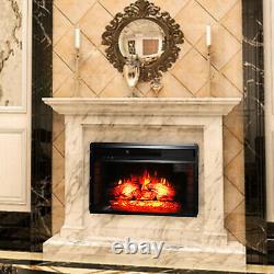 1500W 26 Embedded Fireplace Wall Tile Insert Heater Log Flame With Remote Control