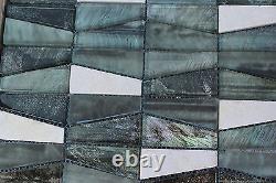 15 SHEET Black White Mosaic Tile Mesh Glass Stone Bathroom Kitchen Backplash
