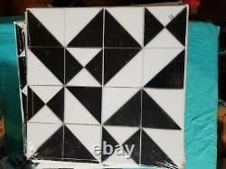 18 Sheets Ocean Craft Black & White Pinwheel Glass Mosaic Tile Kitchen Backplash
