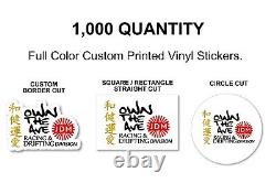 1,000 Custom Digitally Printed Waterproof Outdoor Vinyl Stickers Choose Size