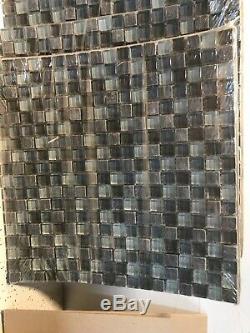 1/2 X 1/2 Blue Grey Blend Glass Mosaic Tile Backsplash Wall Spa Shower