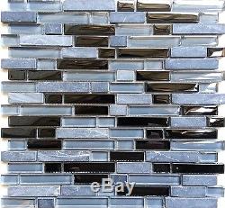 1 SQM Glass Mosaic Wall Tiles Grey & Black (300x300x8mm) GTR10019 m2