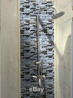 1 SQM Glass Mosaic Wall Tiles Grey & Black (300x300x8mm) GTR10019 m2
