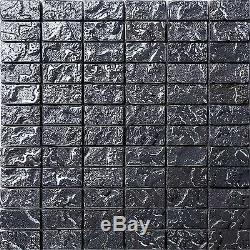1 SQ M Black Lava Brick Glass Mosaic Wall Tiles Bathroom Shower GTR10120