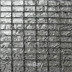 1 SQ M Glass Mosaic Wall Tiles Liquid Silver Brick Bathroom Shower Kitchen 0121