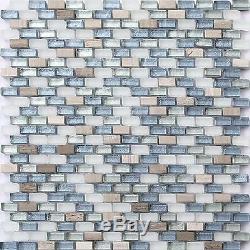 1 SQ M Glass Stone Mosaic Wall Tiles White Brown Blue Silver Bathroom 0125